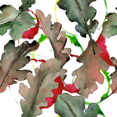 Meşe yaprağı deseni suluboya tarzında.