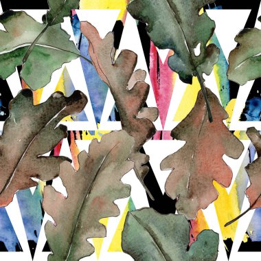 Meşe yaprağı deseni suluboya tarzında.