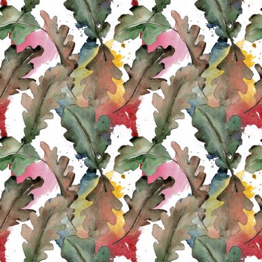 Meşe yaprağı deseni suluboya tarzında.