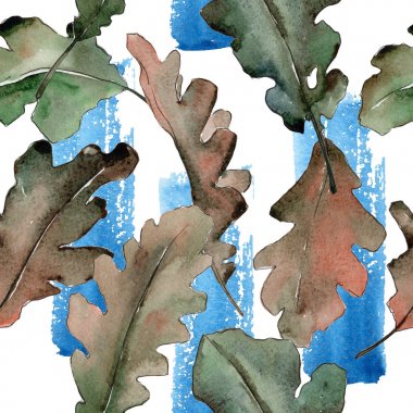 Meşe yaprağı deseni suluboya tarzında.