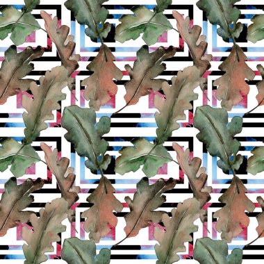 Meşe yaprağı deseni suluboya tarzında.