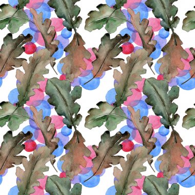 Meşe yaprağı deseni suluboya tarzında.