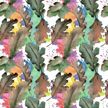 Meşe yaprağı deseni suluboya tarzında.