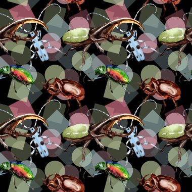 Egzotik böcekler vahşi böcek desen suluboya tarzında.
