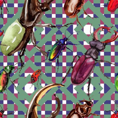 Egzotik böcekler vahşi böcek desen suluboya tarzında.