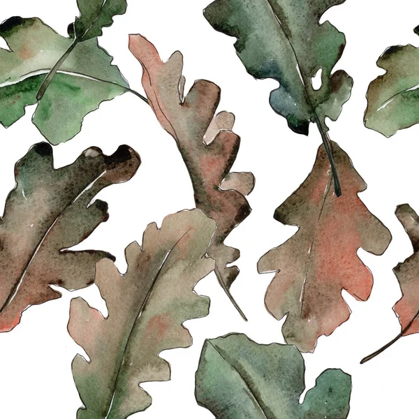 Modèle de feuilles de chêne dans un style aquarelle . — Photo
