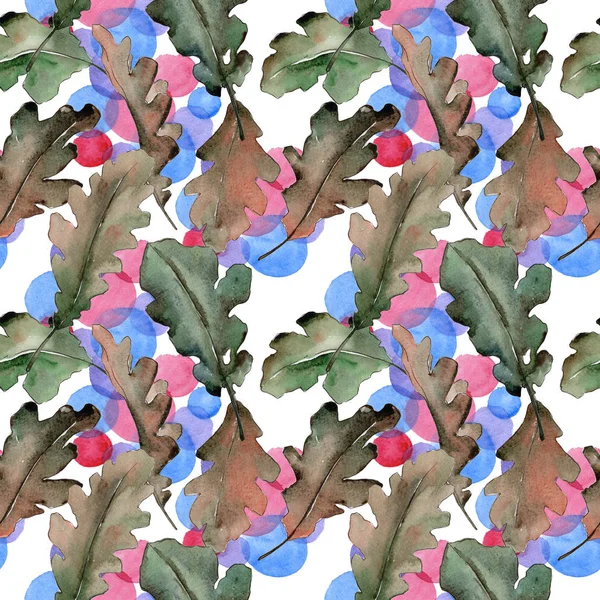 Oak leaves pattern in a watercolor style. — Stock Photo, Image