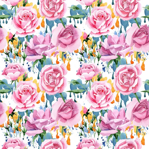 Wildblume rosa Tee rosa Blumenmuster im Aquarell-Stil. — Stockfoto