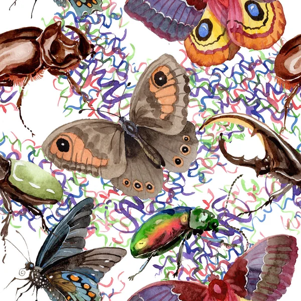 Экзотические жуки дикие насекомые рисунок в стиле акварели . — стоковое фото