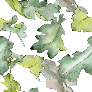 Meşe yaprağı deseni suluboya tarzında.