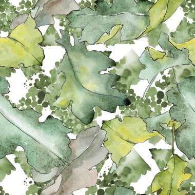 Meşe yaprağı deseni suluboya tarzında.