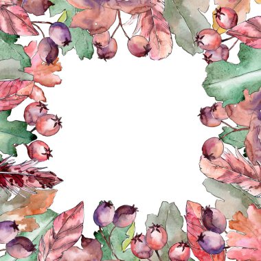 Meşe yaprağı çerçeve suluboya tarzında.