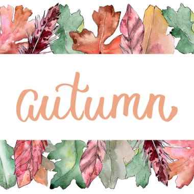 Meşe yaprağı çerçeve suluboya tarzında.