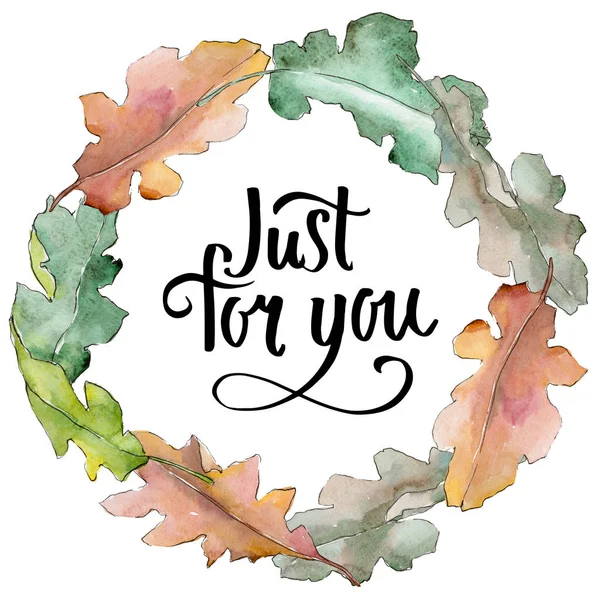 Meşe çelengi suluboya tarzında yaprakları..