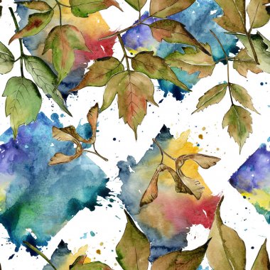 Akçaağaç yaprağı deseni suluboya tarzında.