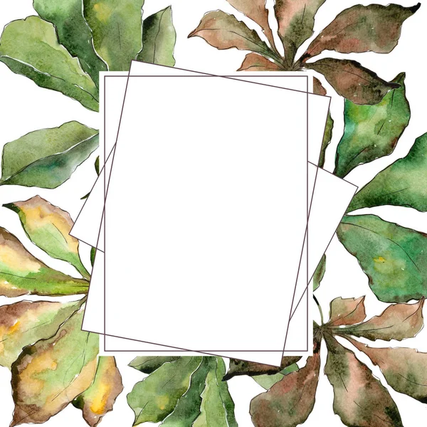 Kastanje bladeren frame in een aquarel stijl. — Stockfoto