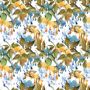 Akçaağaç yaprağı deseni suluboya tarzında.