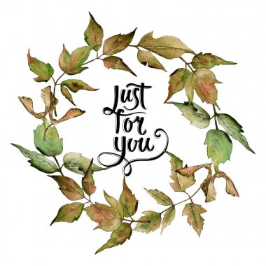 Akçaağaç yaprakları çelenk suluboya tarzında.