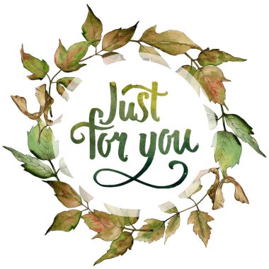 Akçaağaç yaprakları çelenk suluboya tarzında.