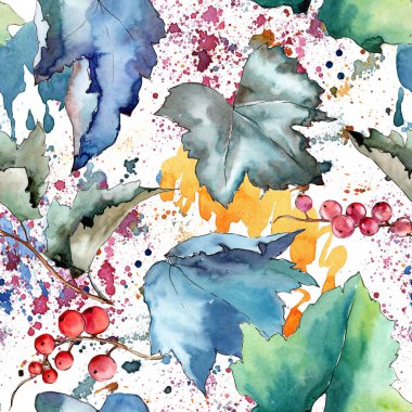 Frenk üzümü desen izole bir suluboya tarzında bırakır..