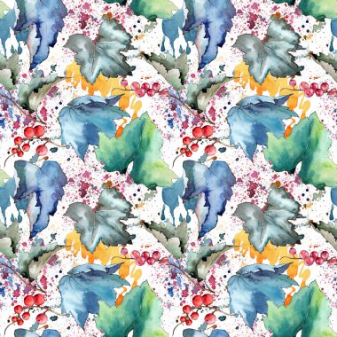 Frenk üzümü desen izole bir suluboya tarzında bırakır..