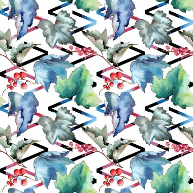 Frenk üzümü desen izole bir suluboya tarzında bırakır..