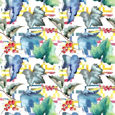 Frenk üzümü desen izole bir suluboya tarzında bırakır..