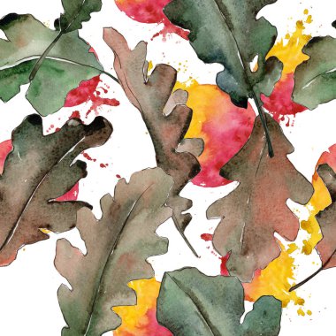 Meşe yaprağı deseni suluboya tarzında.