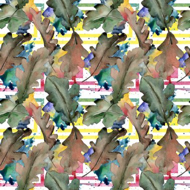 Meşe yaprağı deseni suluboya tarzında.