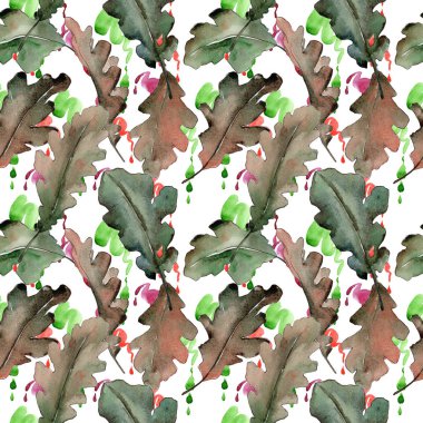 Meşe yaprağı deseni suluboya tarzında.