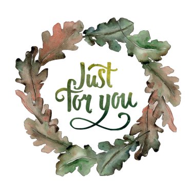 Meşe çelengi suluboya tarzında yaprakları..