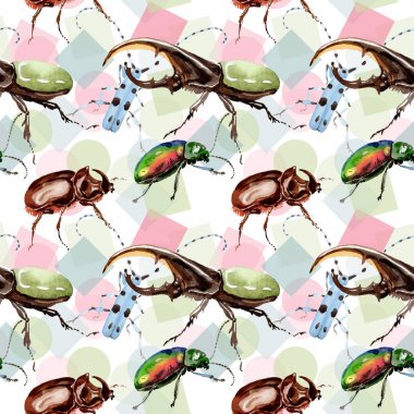 Egzotik böcekler vahşi böcek desen suluboya tarzında.