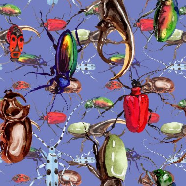 Egzotik böcekler vahşi böcek desen suluboya tarzında.