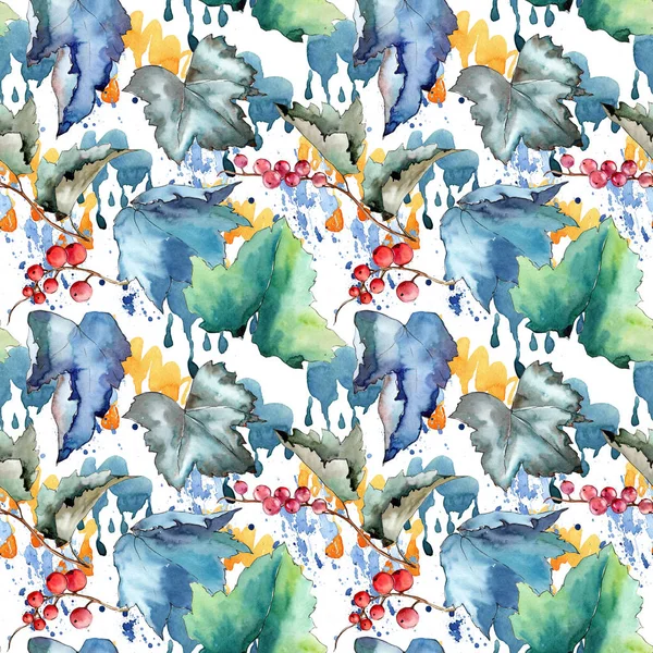 Johannisbeerblätter Muster in einem Aquarell-Stil isoliert. — Stockfoto