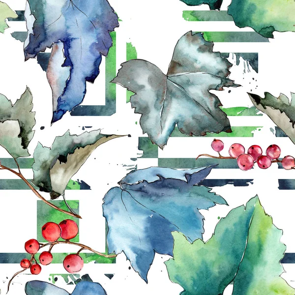 Vinbär lämnar mönster i akvarell stil isolerade. — Stockfoto