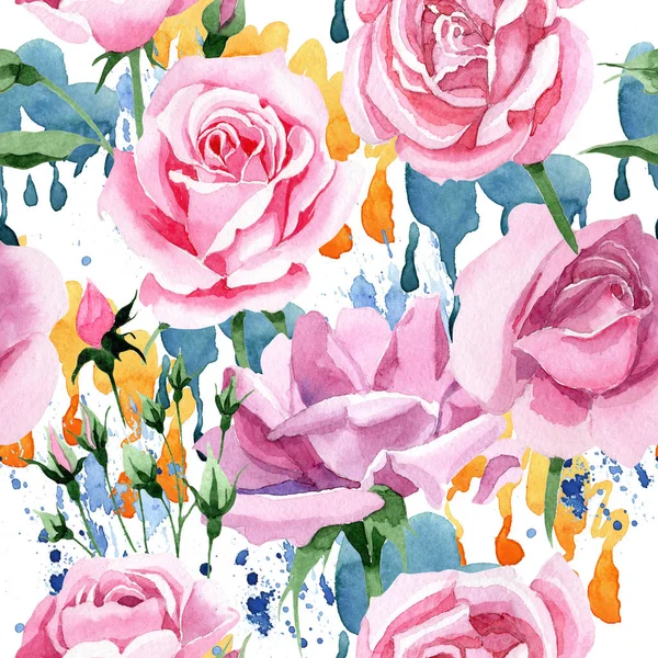 Wildflower rosa té flor patrón en un estilo de acuarela . — Foto de Stock