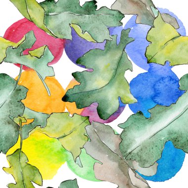 Meşe yaprağı deseni suluboya tarzında.