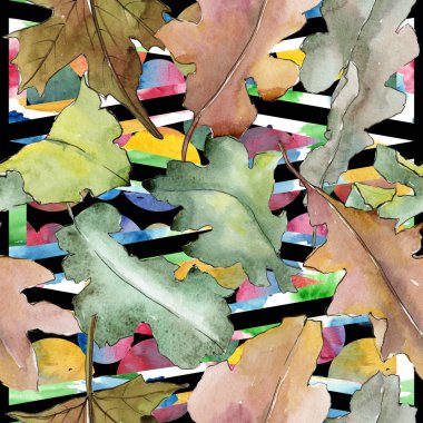 Meşe yaprağı deseni suluboya tarzında.