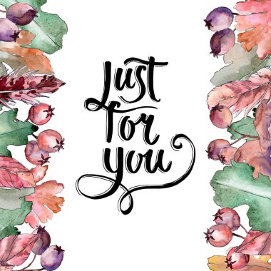 Meşe yaprağı çerçeve suluboya tarzında.