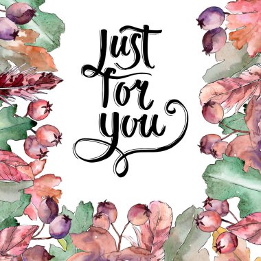 Meşe yaprağı çerçeve suluboya tarzında.