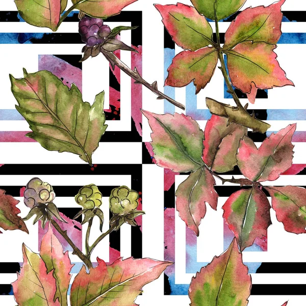 Blackberry leaves pattern in a watercolor style. — Stock Photo, Image