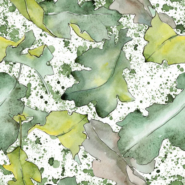 Modèle de feuilles de chêne dans un style aquarelle . — Photo