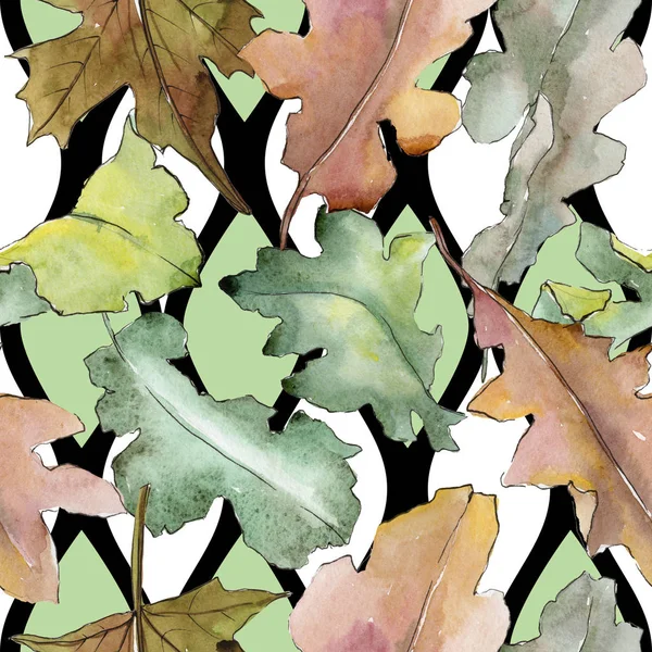 Modello di foglie di quercia in stile acquerello . — Foto Stock