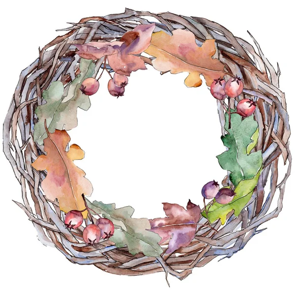 Oak leaves wreath in a watercolor style. — Stock Photo, Image