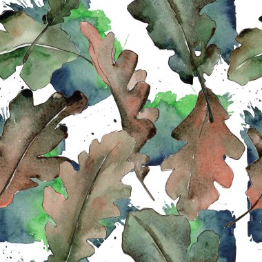 Meşe yaprağı deseni suluboya tarzında.