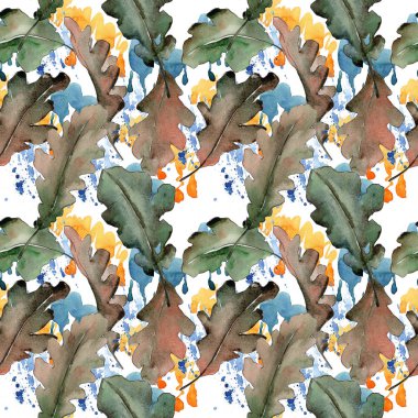 Meşe yaprağı deseni suluboya tarzında.