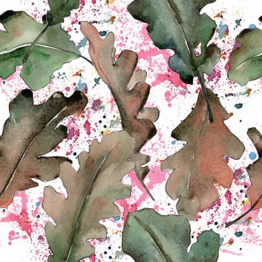 Meşe yaprağı deseni suluboya tarzında.