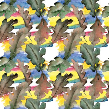 Meşe yaprağı deseni suluboya tarzında.