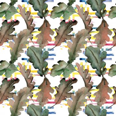 Meşe yaprağı deseni suluboya tarzında.