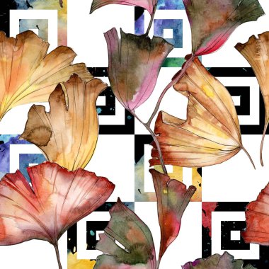 Ginkgo yaprağı deseni suluboya tarzında.